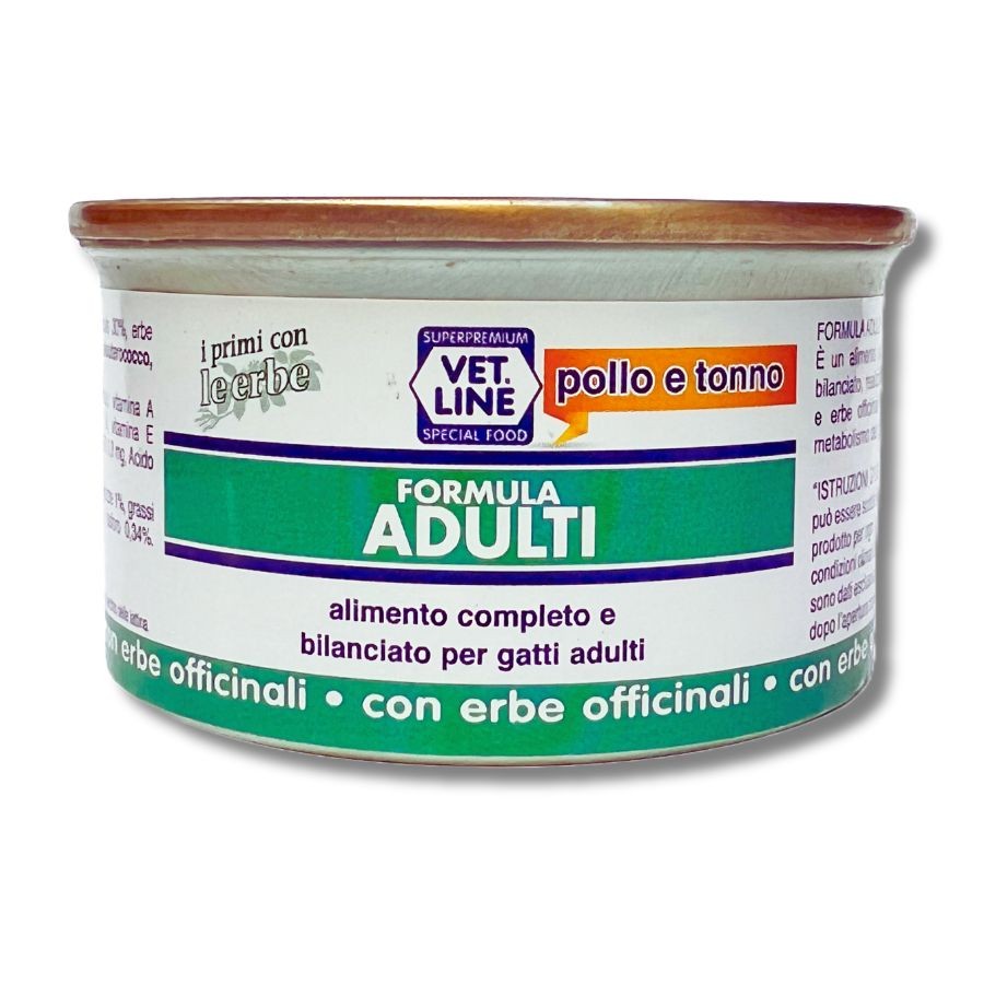 Vet Line Adult Pollo e Tonno 85g Alimento Umido per Gatti Vet Line Adult Pollo e Tonno 85g Alimento Umido per Gatti